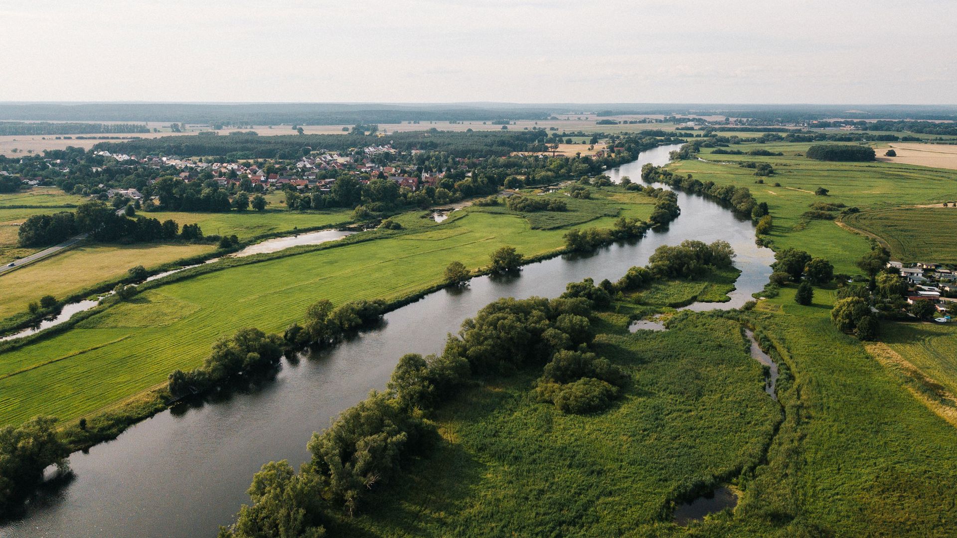 Die Havel in Milow aus der Vogelperspektive 